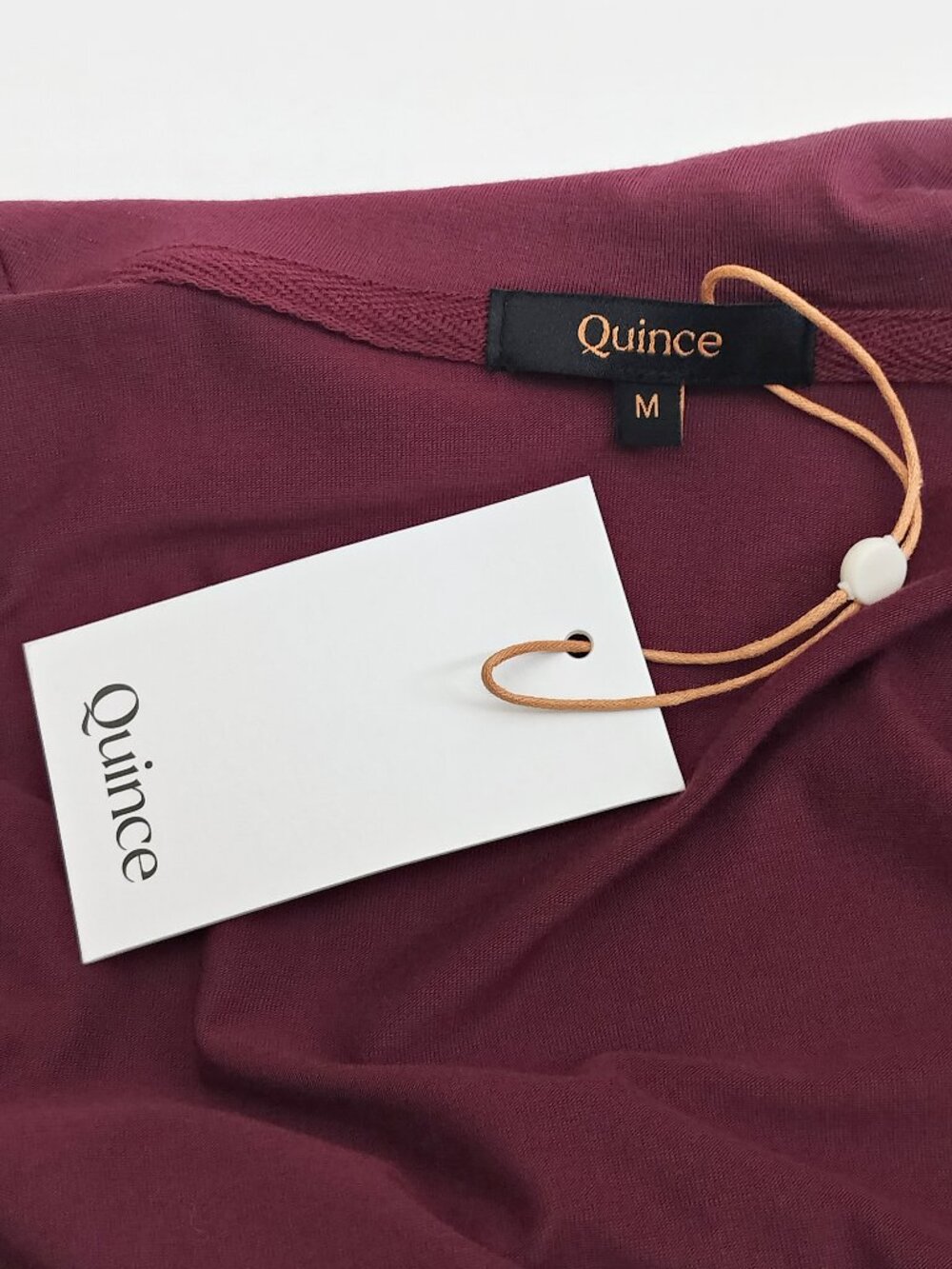 QUINCE Tencel Jersey Midi Wrap Dress Asymmetrical Hem Stretch Lyocell Wine M NWT - Picture 9 of 11